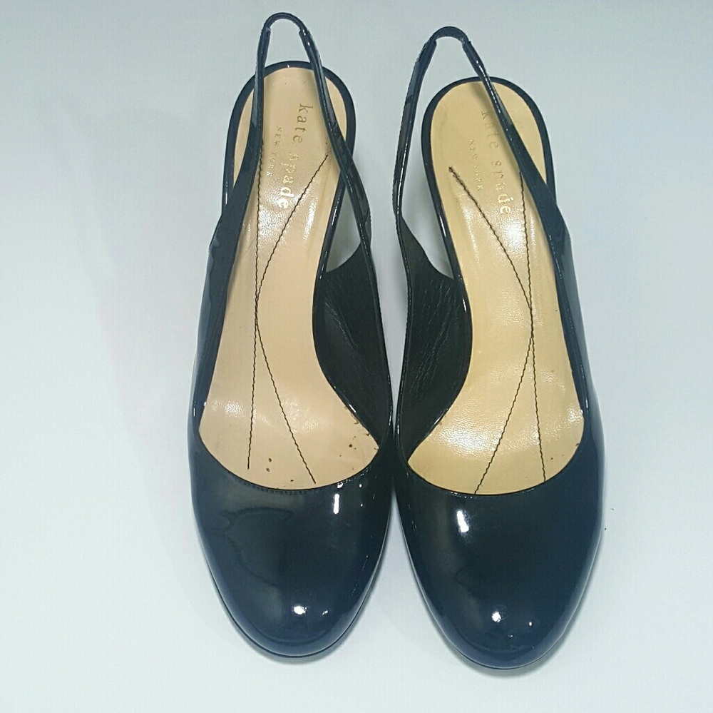 Kate Spade Black Patent Leather Slingbacks
